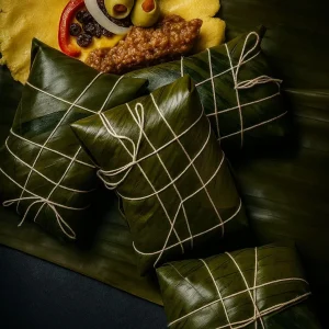 Venezuelan corn filled tamal (Hallaca)